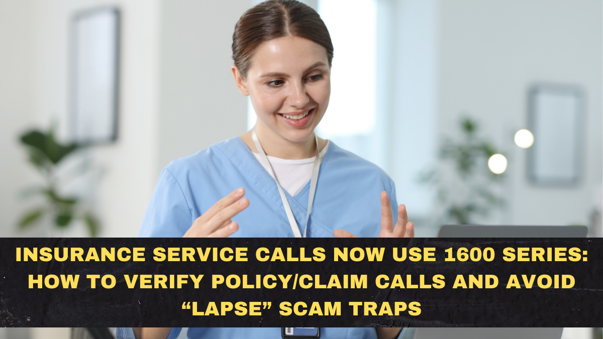 Insurance Service Calls Now Use 1600 Series: How to Verify Policy/Claim Calls and Avoid “Lapse” Scam Traps